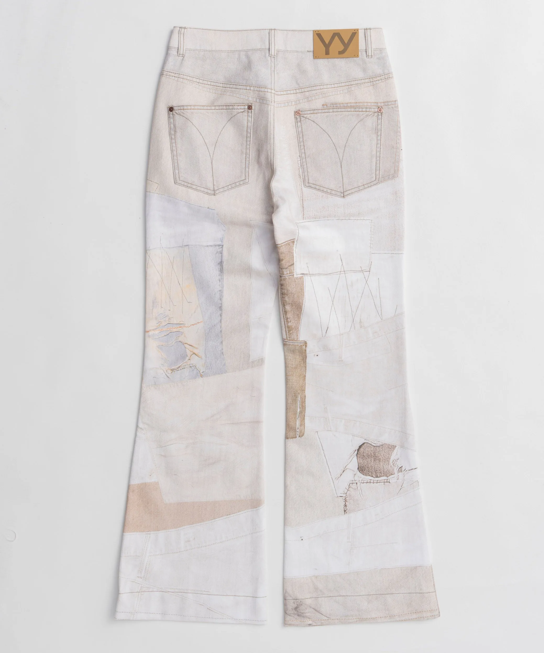 【OPEN YY】PATCHWORK EFFECT LOOSE BOOTCUT