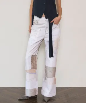 【OPEN YY】PATCHWORK EFFECT LOOSE BOOTCUT