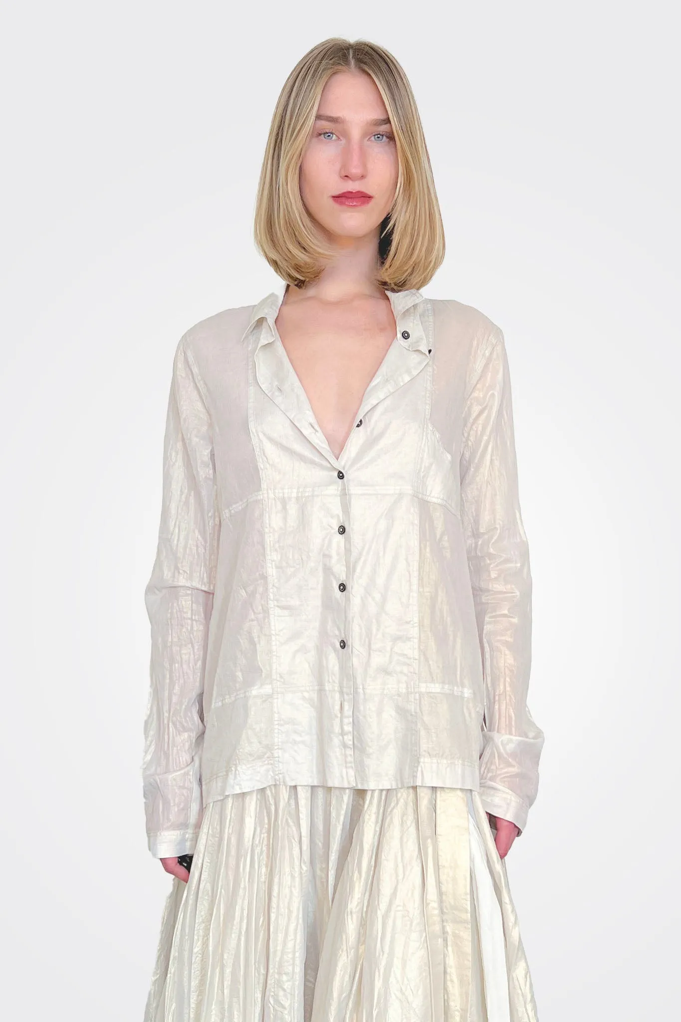 Oversized Button Down Blouse - Galaxy Sparkle