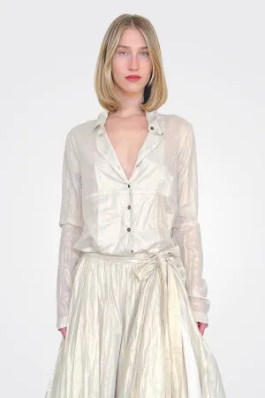 Oversized Button Down Blouse - Galaxy Sparkle