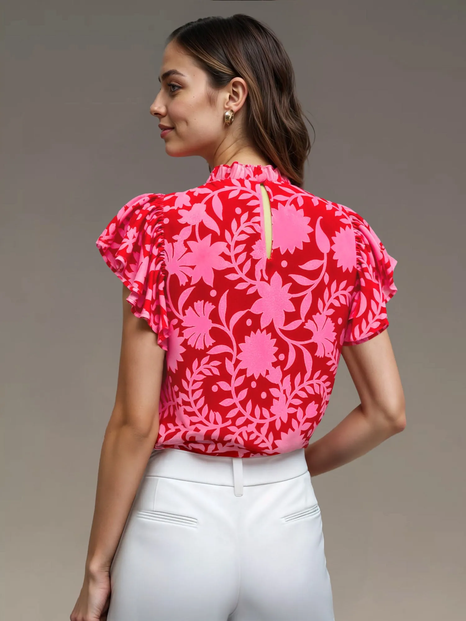 Paisley Print Ruffle Top