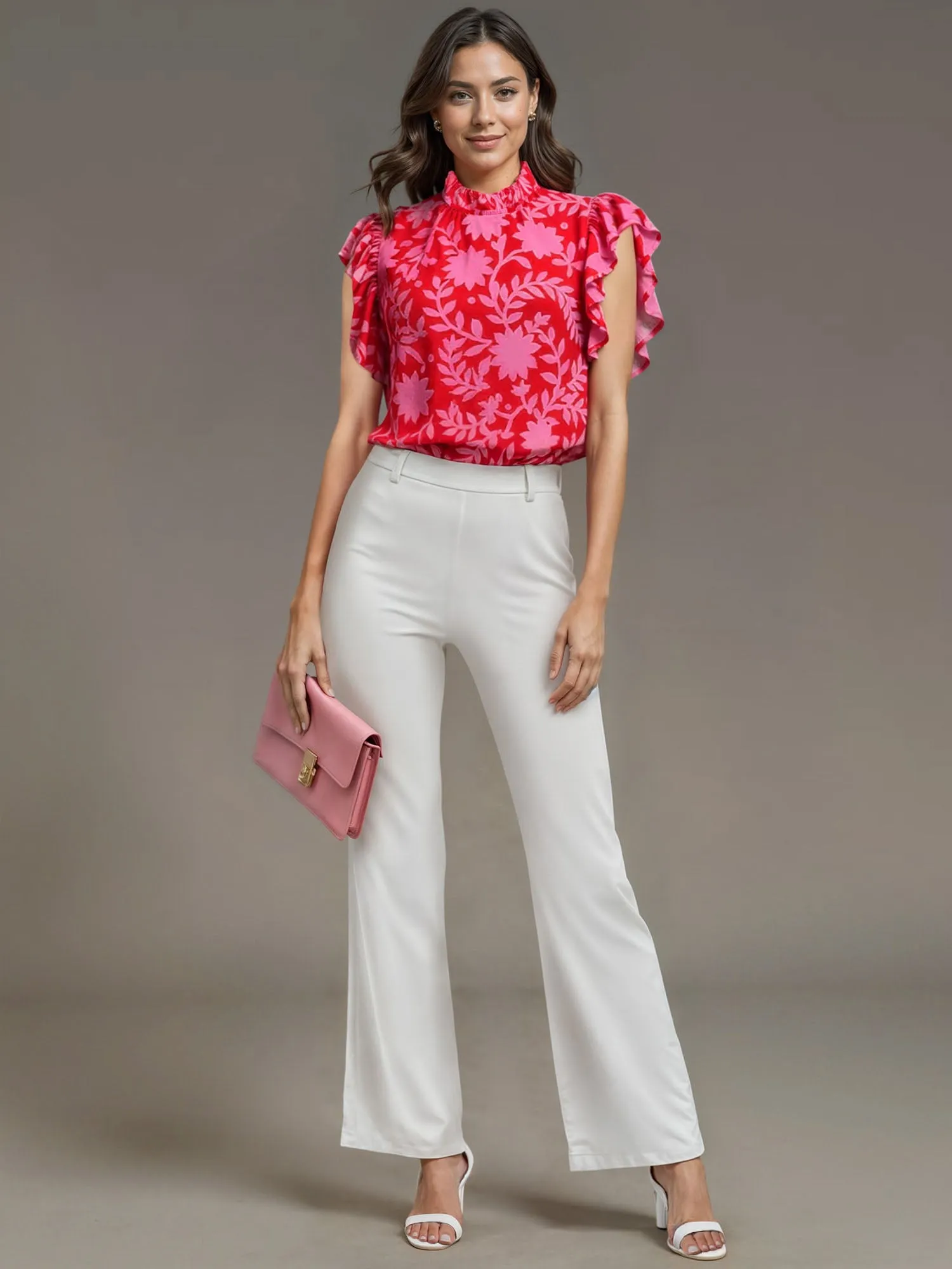 Paisley Print Ruffle Top