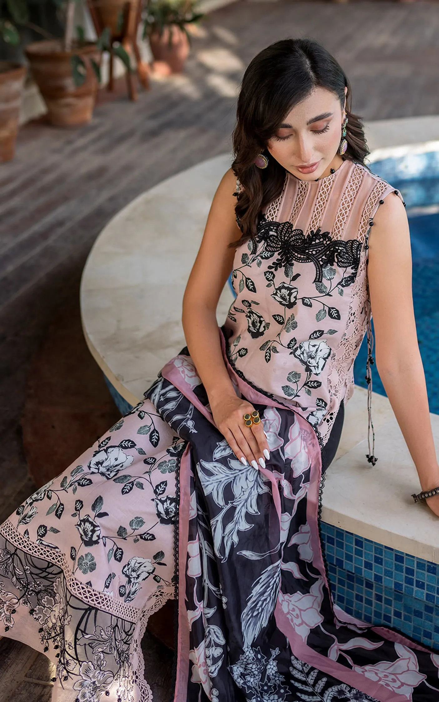 Pakistani Party Dress Traditional Salwar Kameez in Tea Pink Shade