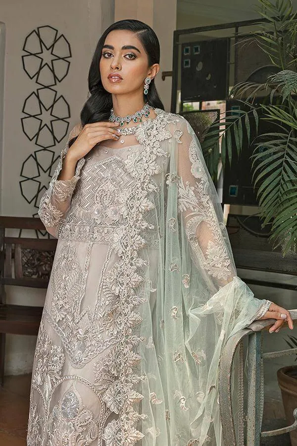 Pakistani White Dress with Silver Work Online #PF130