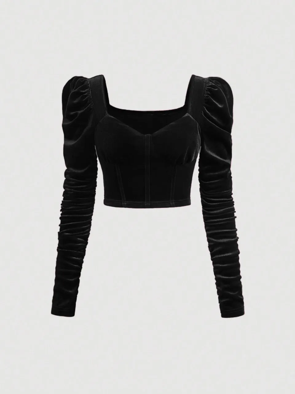 Parien Sweetheart Neck Velvet Crop Top( CLEARANCE SALE