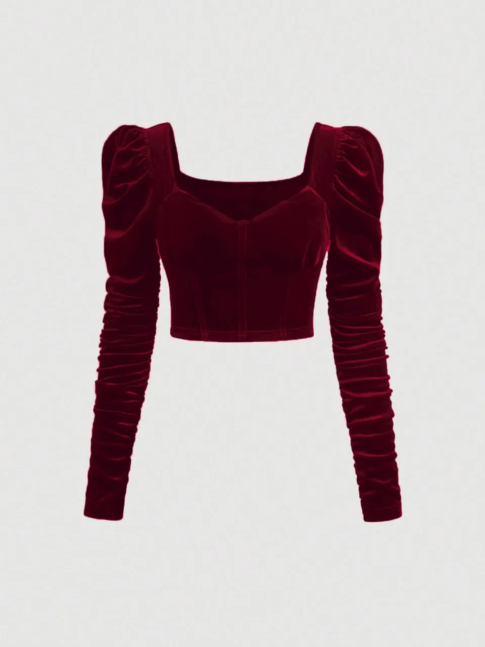 Parien Sweetheart Neck Velvet Crop Top( CLEARANCE SALE