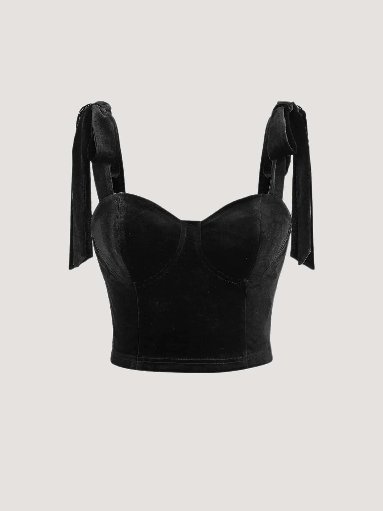 Parien Tie Shoulder Bustier Velvet Cami Top
