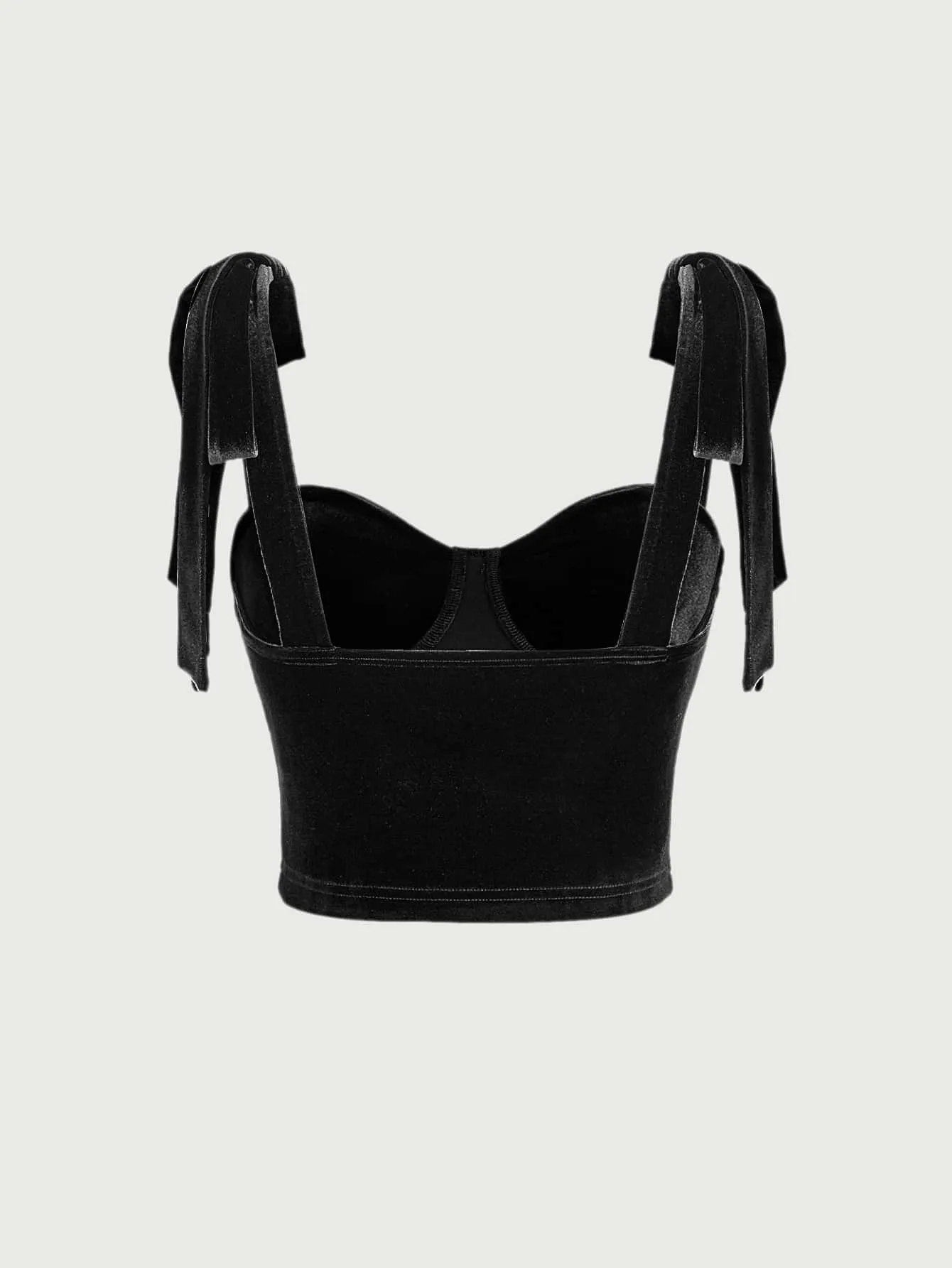 Parien Tie Shoulder Bustier Velvet Cami Top