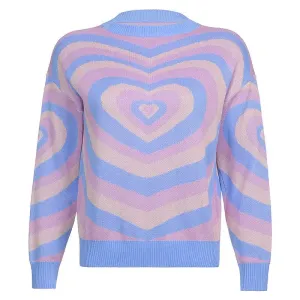 Pastel Heart Sweater with Groovy Purple Heart Pattern
