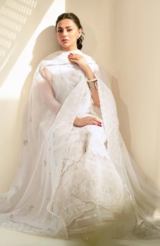 Pearl White Embroidered Pakistani Salwar Kameez Dupatta Suit
