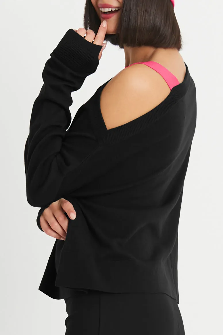 Pima Cotton 2 Tone Cut Away Sweater
