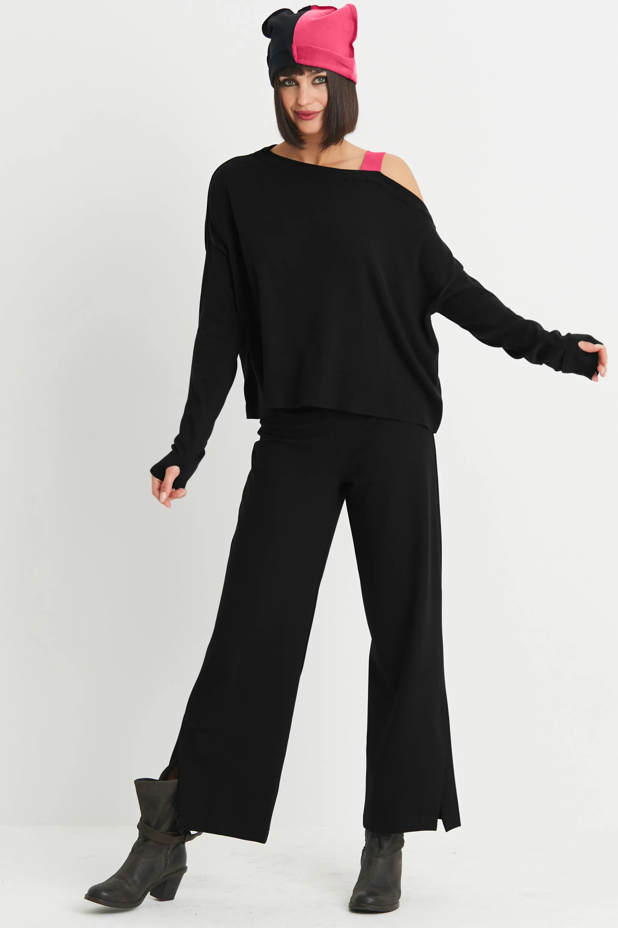 Pima Cotton 2 Tone Cut Away Sweater
