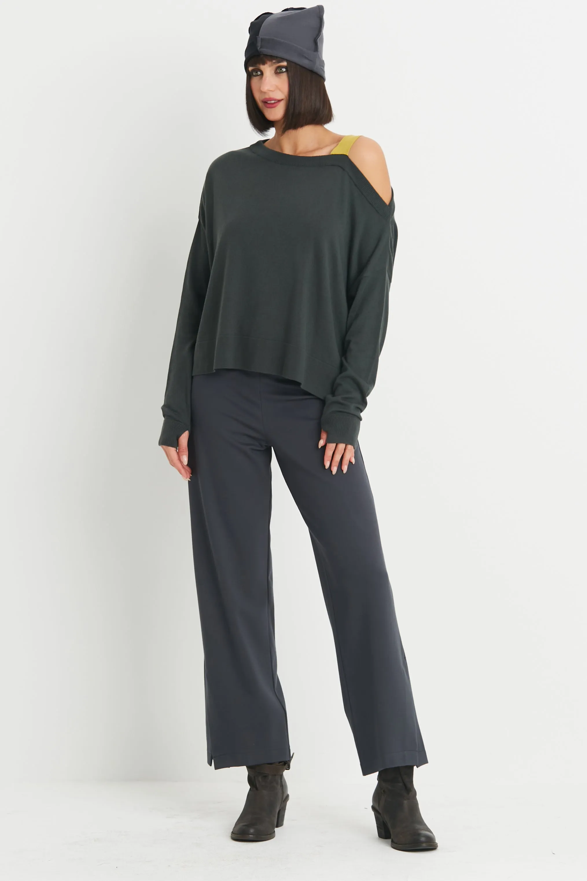 Pima Cotton 2 Tone Cut Away Sweater