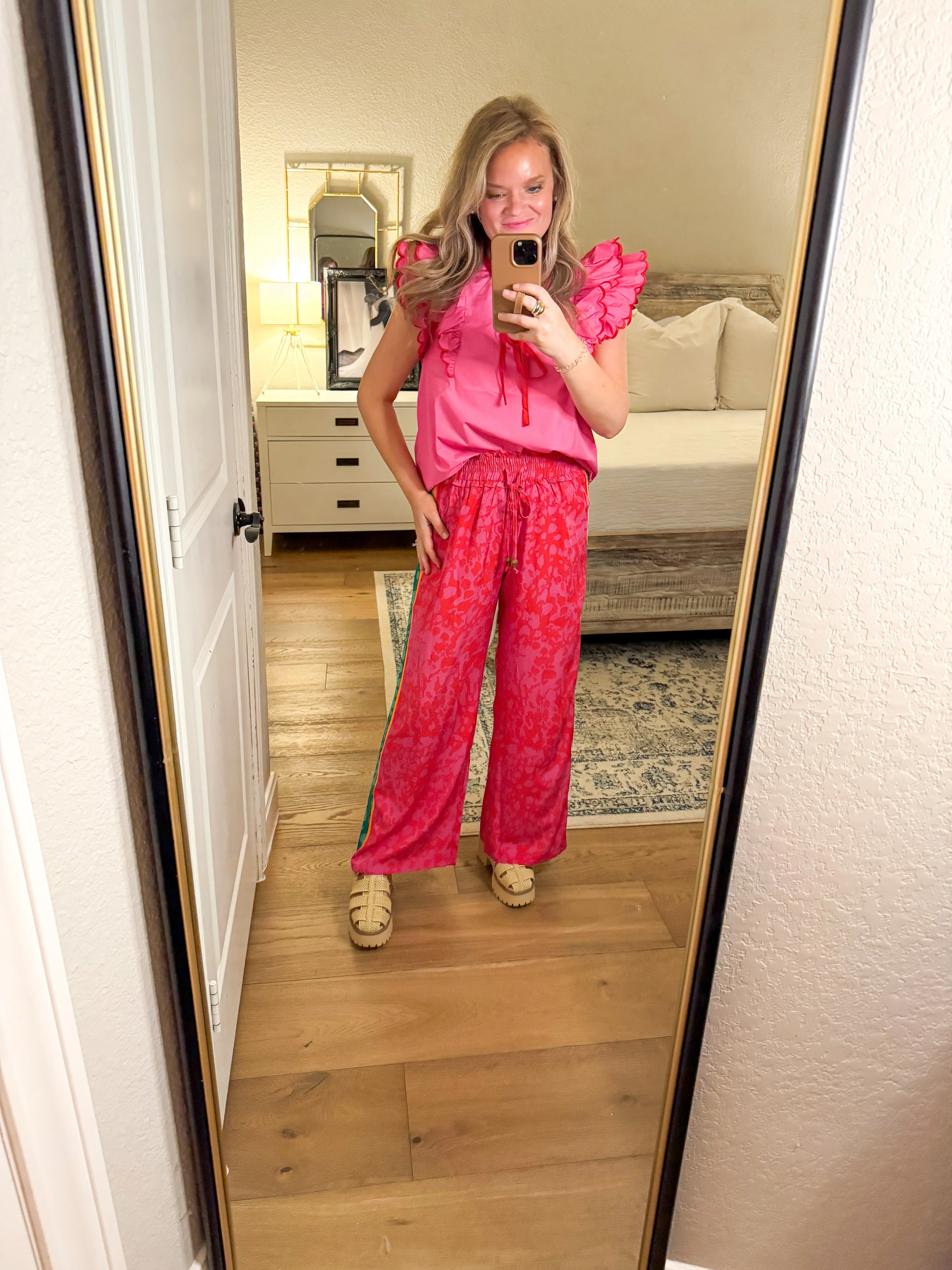 Pink & Red Scallop Blouse