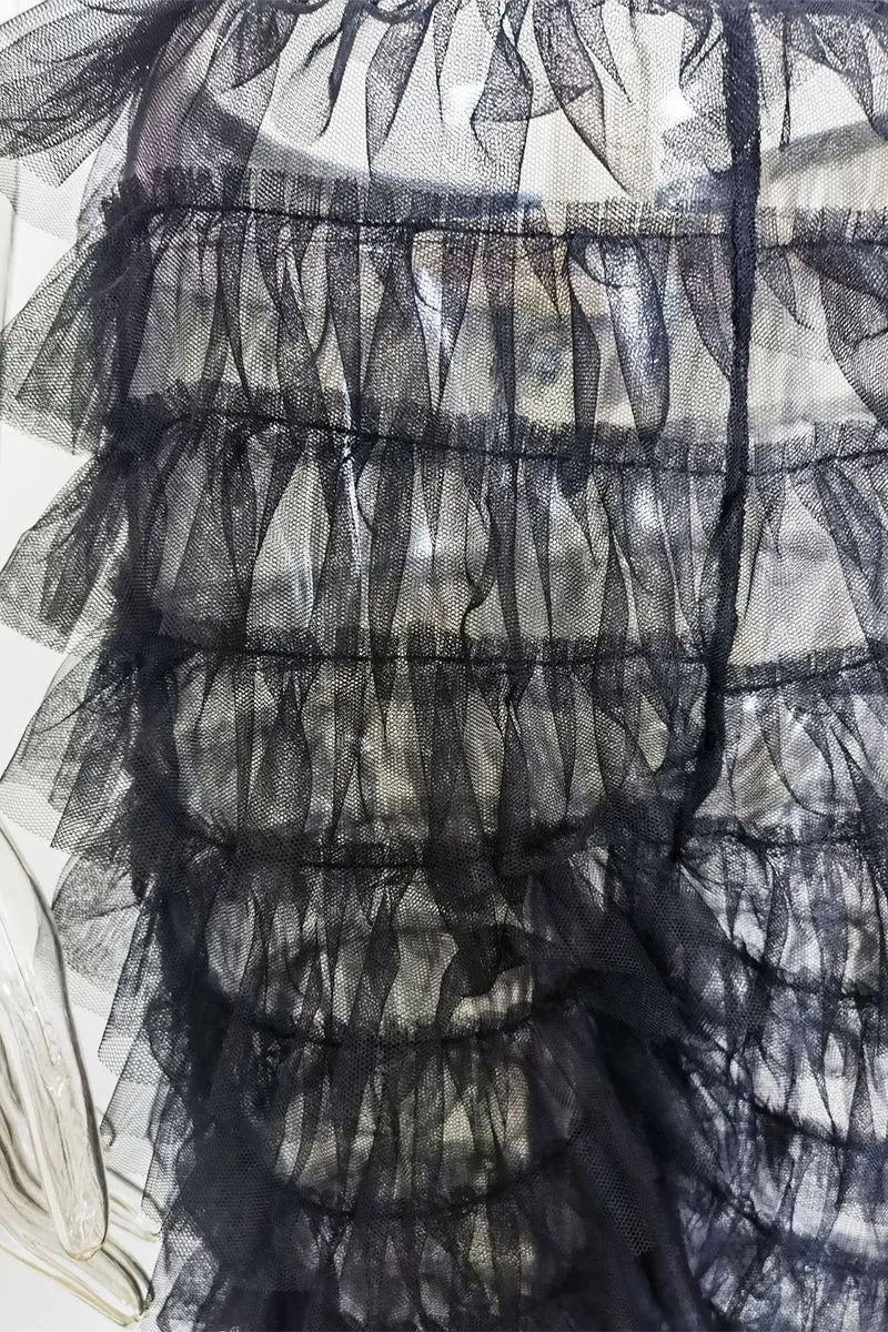 PP3465 Tiered Layers Mesh Long Pants