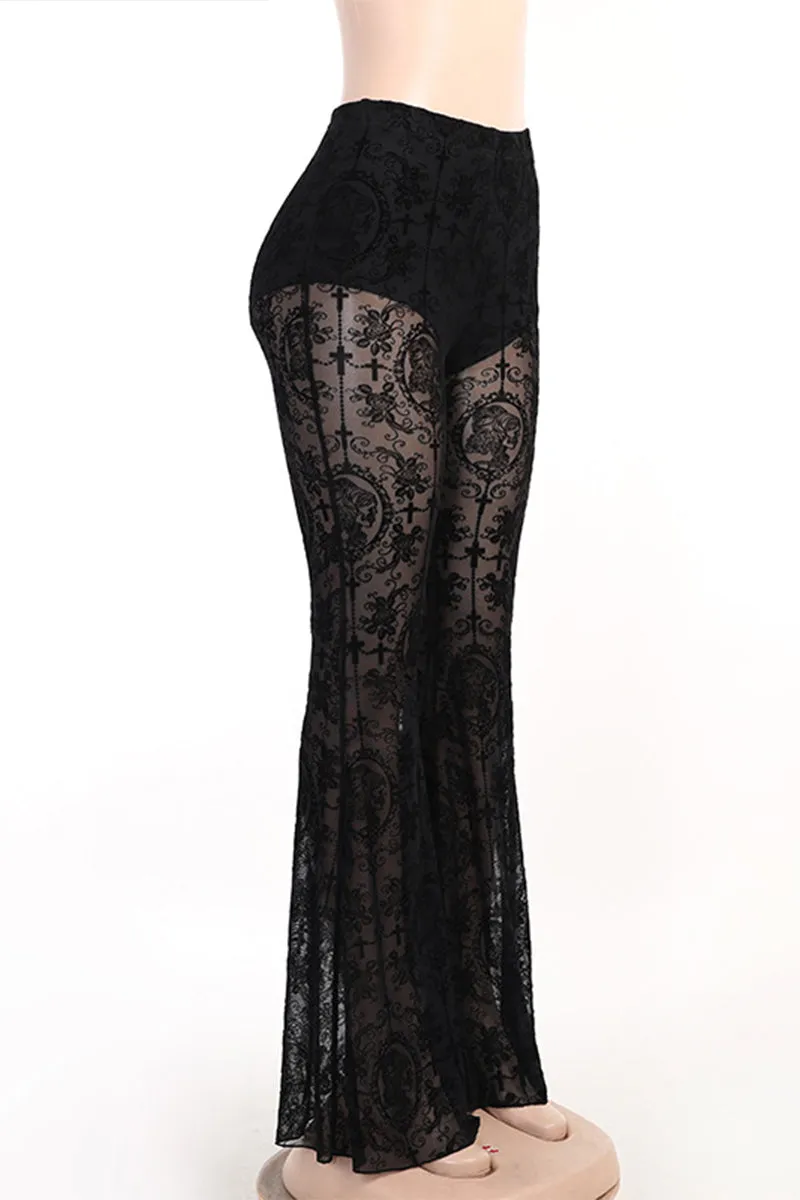 PR3125 Lace Bootcut Pants