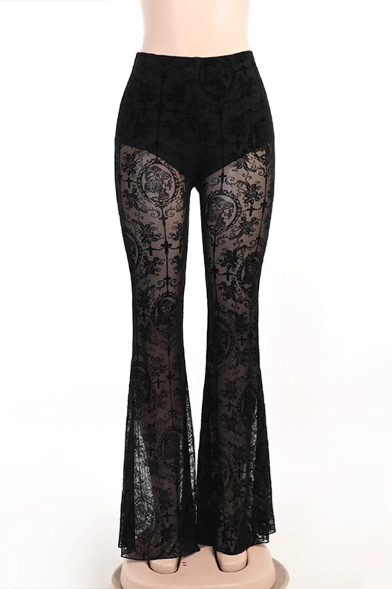 PR3125 Lace Bootcut Pants