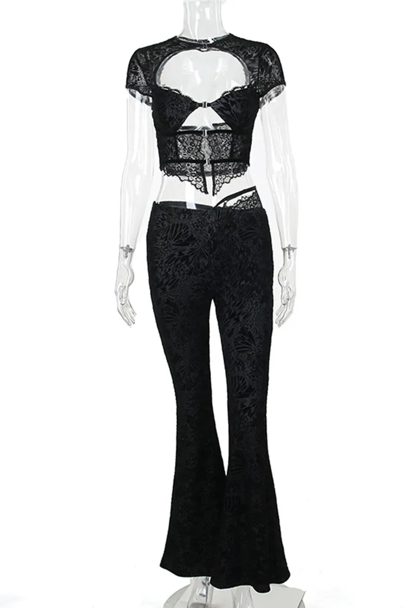 PR3127 Bootcut Lace Leggings Pant