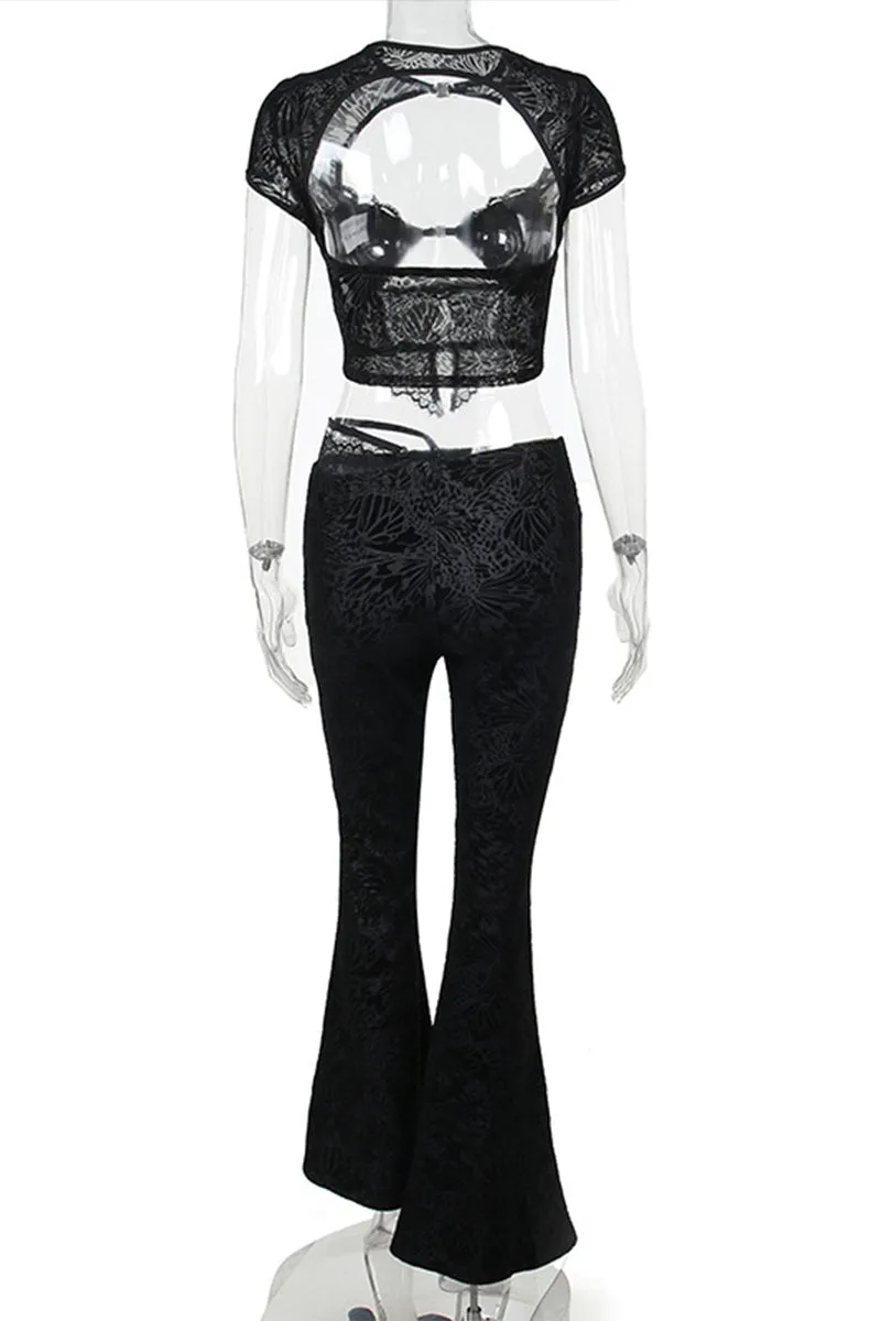 PR3127 Bootcut Lace Leggings Pant