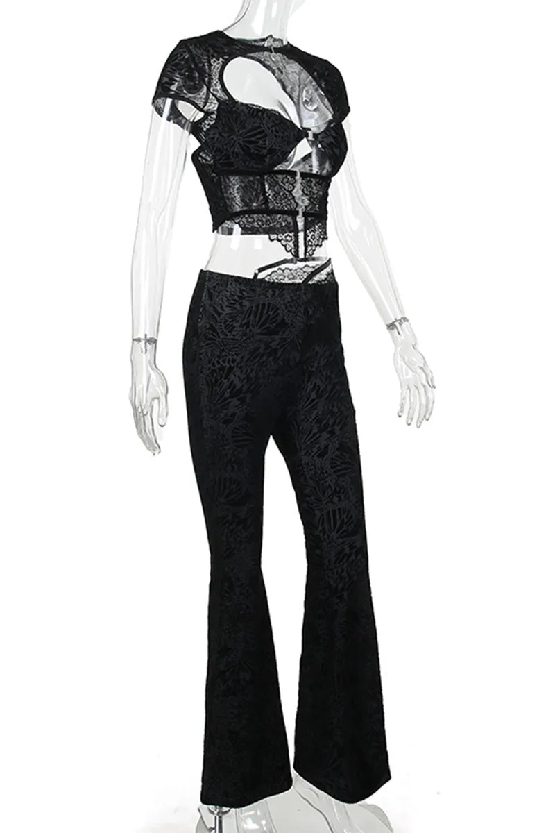 PR3127 Bootcut Lace Leggings Pant