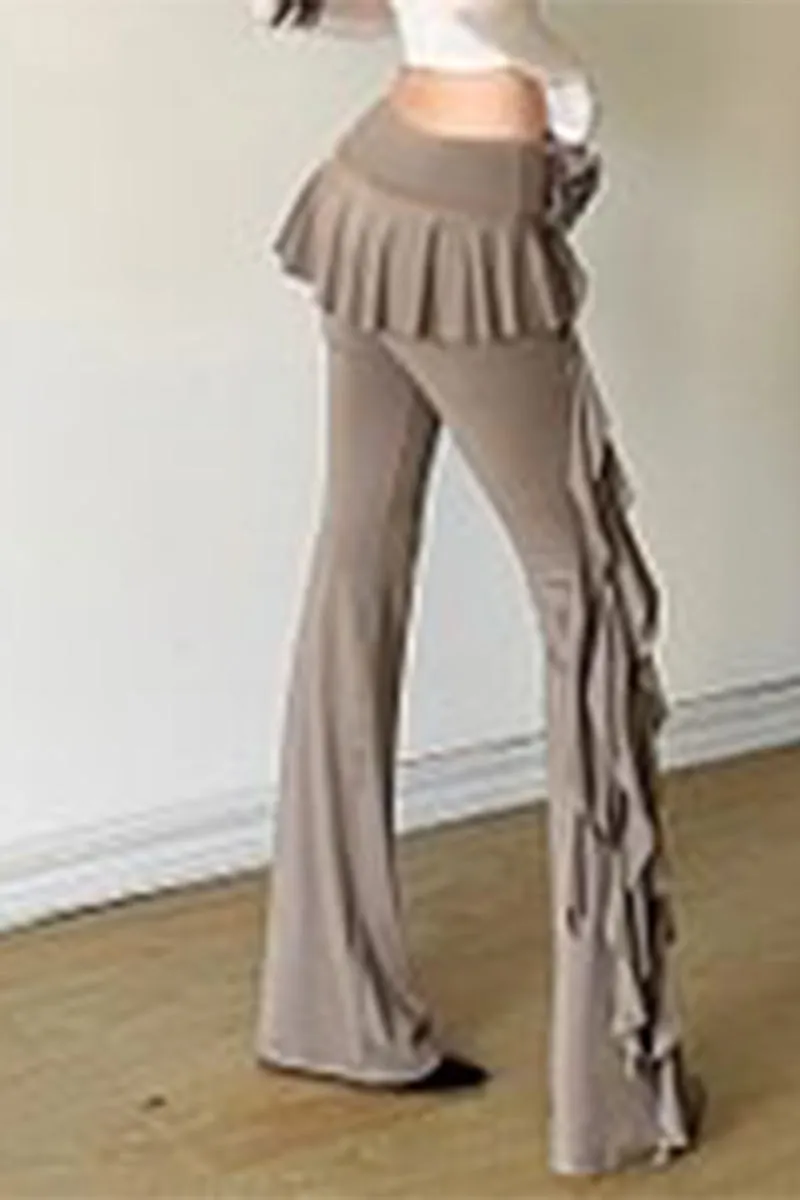 PR3317 Ruffle Rose Casual Pants