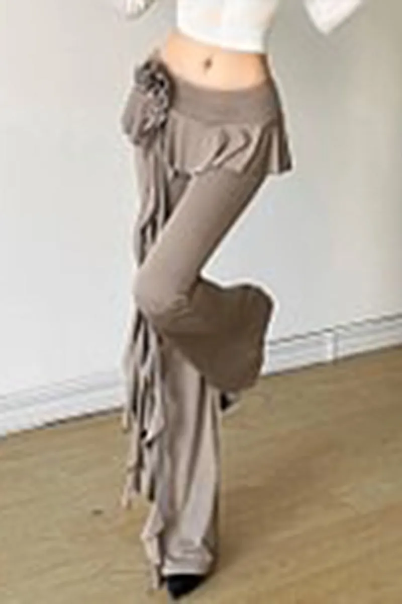 PR3317 Ruffle Rose Casual Pants