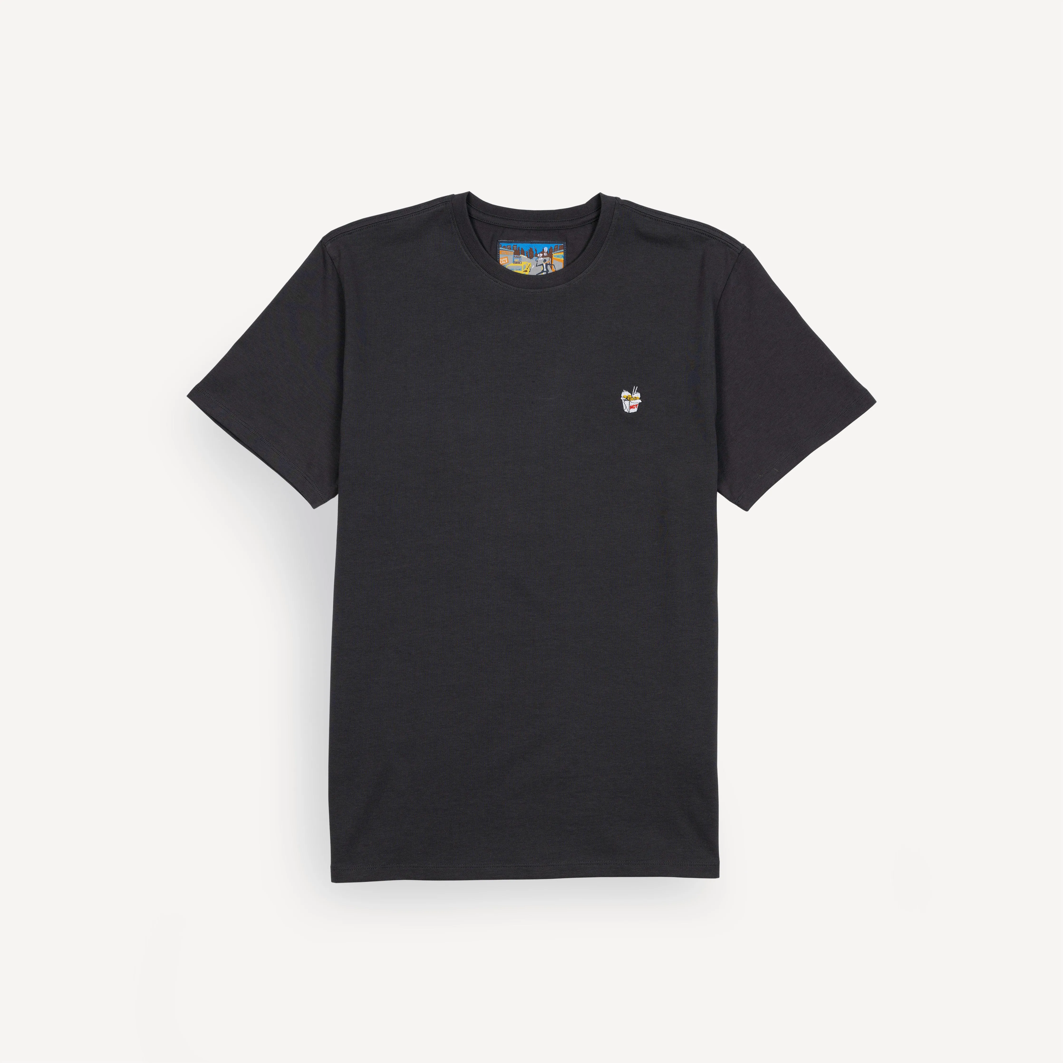 Premium Cotton Embroidered Regular Fit Tee - Woodland Grey / Hot Noodles Icon