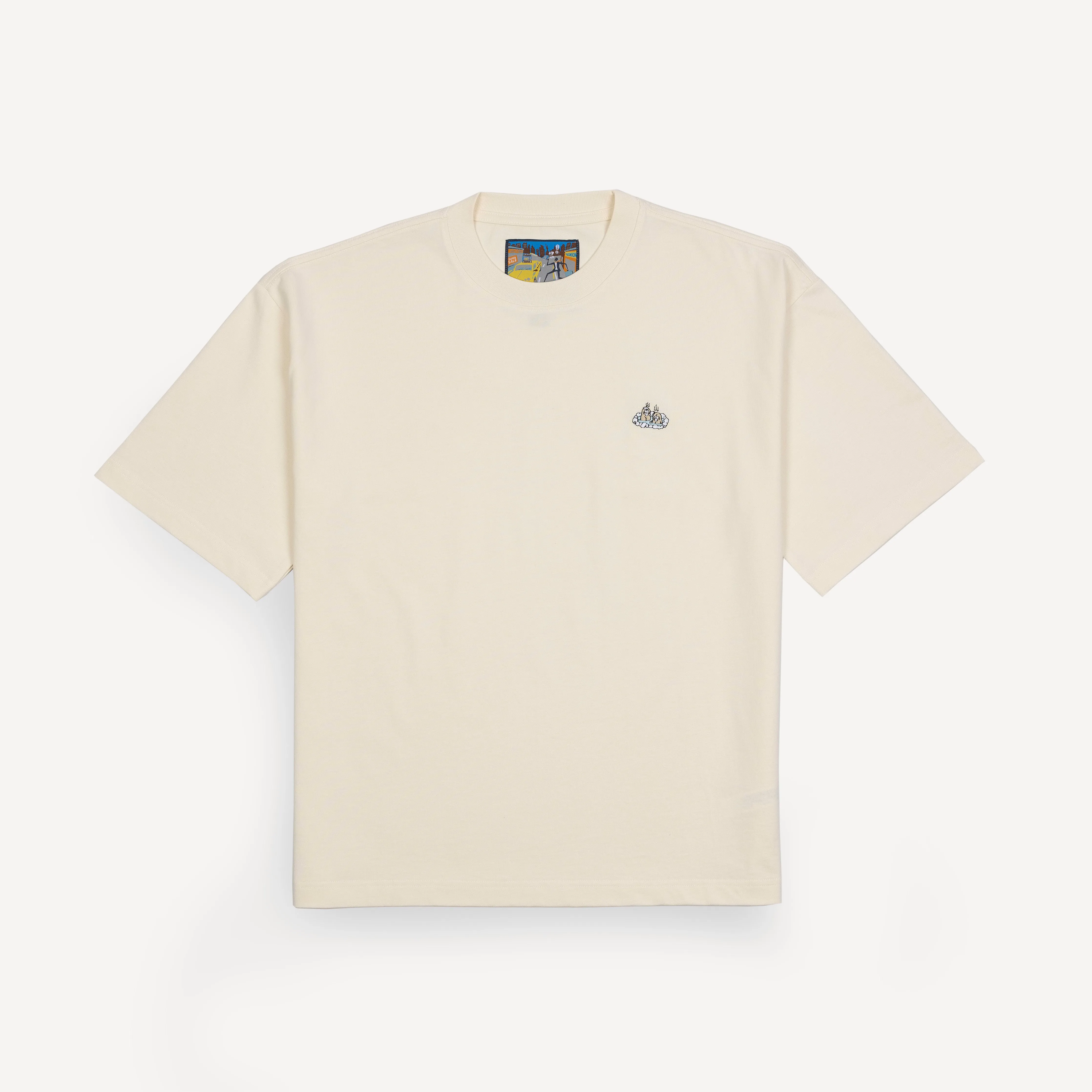 Premium Heavy Cotton Boxy Fit Embroidered Icon Tee - Tofu / Monkeys Icon