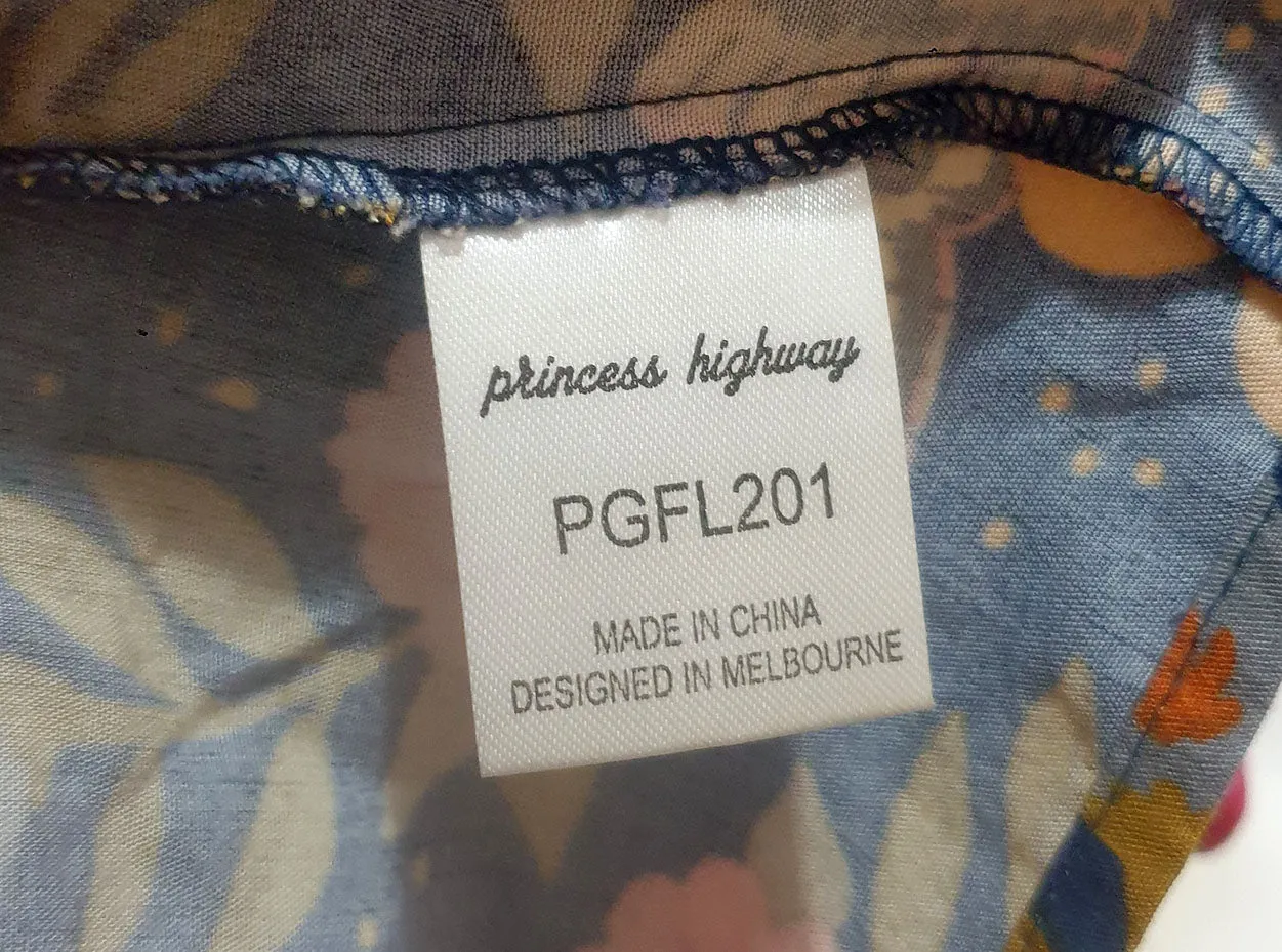 Princess Highway navy print cropped shirt size 10