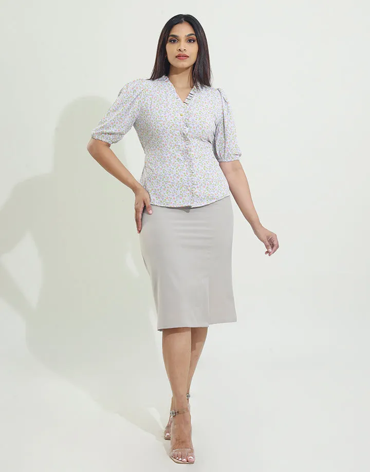 Printed Button Down Blouse