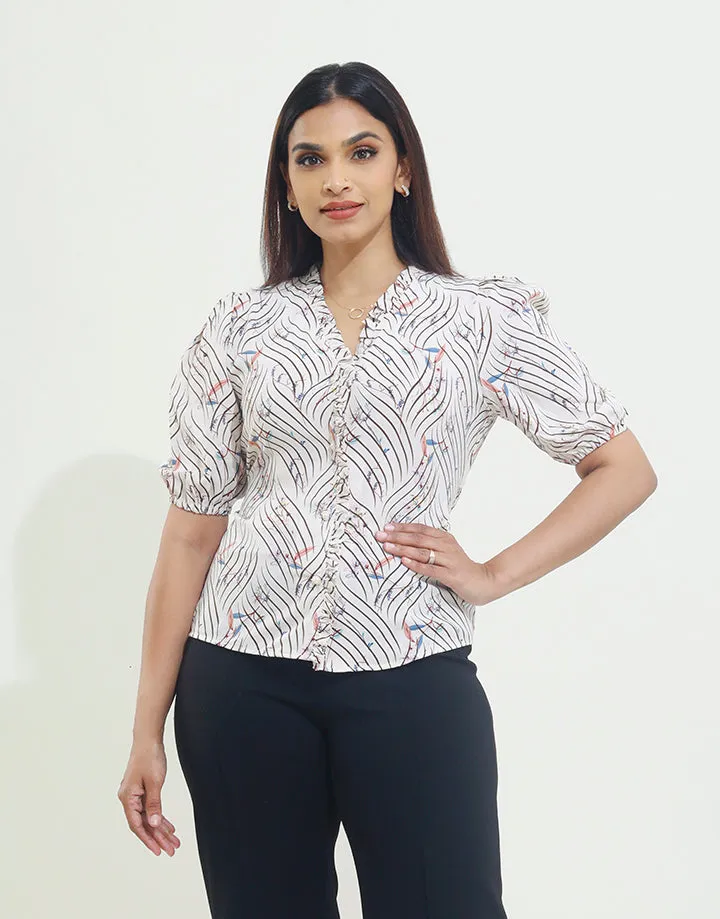 Printed Button Down Blouse