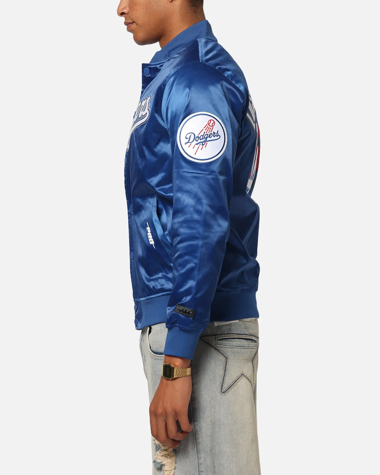 Pro Standard Los Angeles Dodgers Roses Satin Jacket Dark Blue