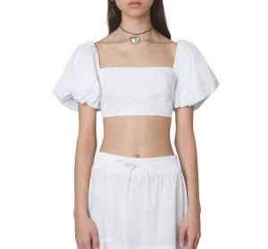 Puff Sleeve Fitted Cropped Top