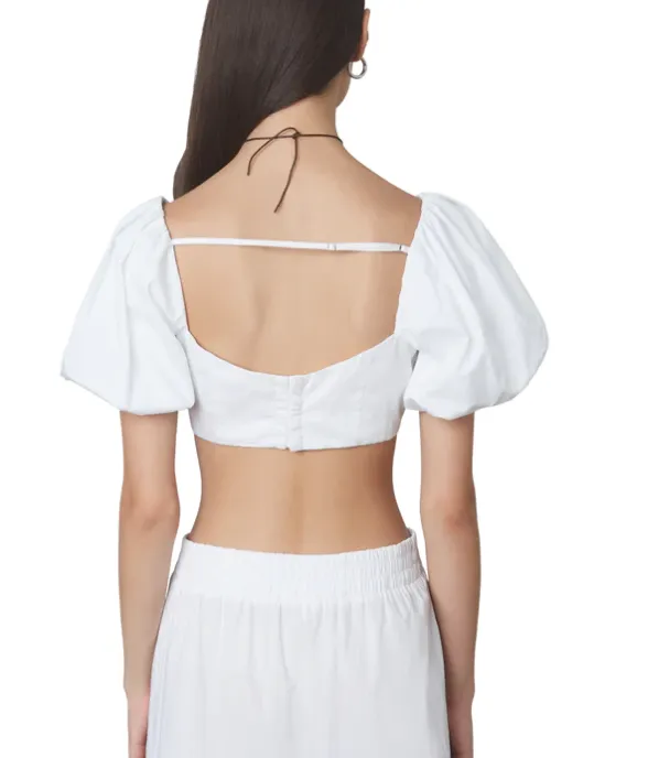 Puff Sleeve Fitted Cropped Top