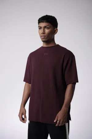 RAW EDGED WAFFLE TEE V2 [WINE]