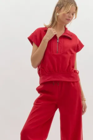 Red & White Pant Set