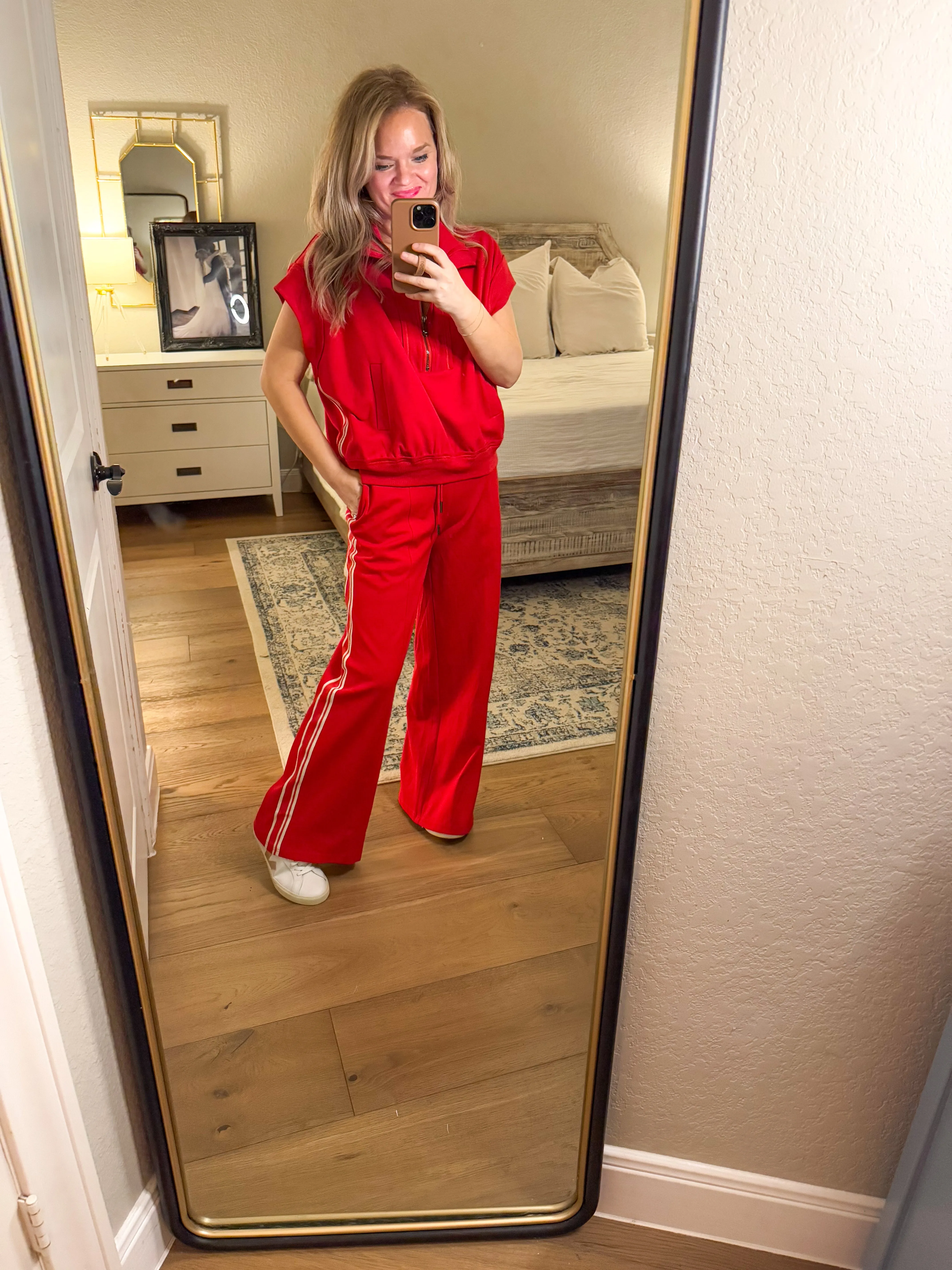 Red & White Pant Set