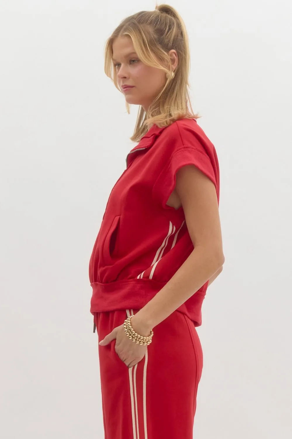 Red & White Pant Set