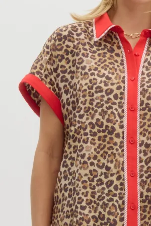 Red Leopard Blouse