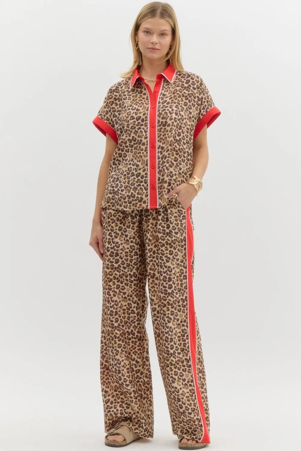 Red Leopard Blouse