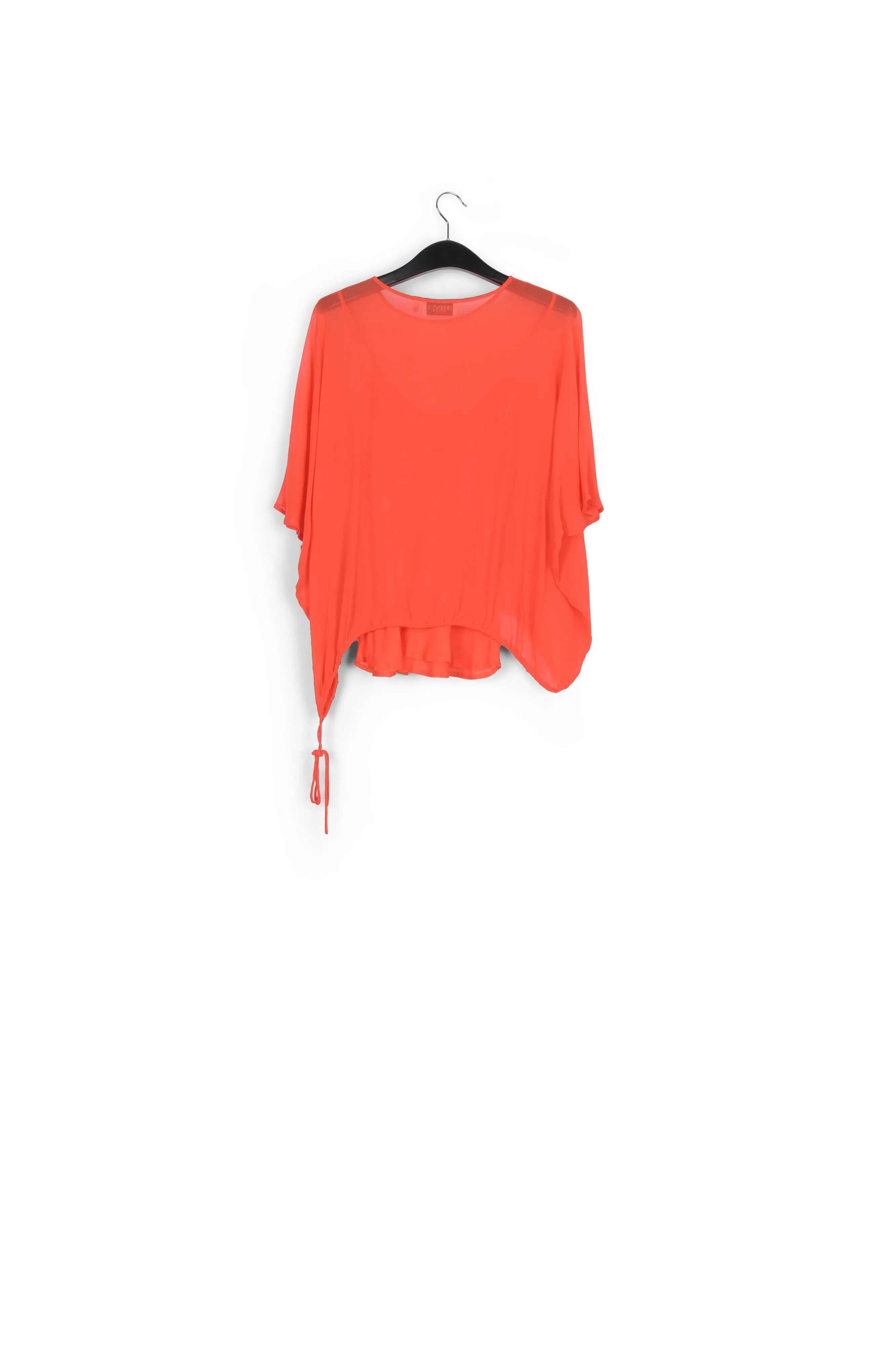 Red voluminous sheer top
