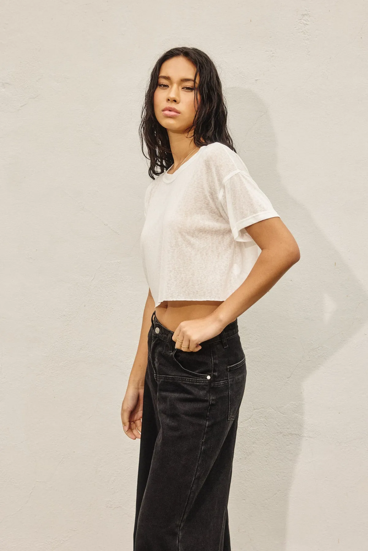 Remi Cropped Raw Hem Tee