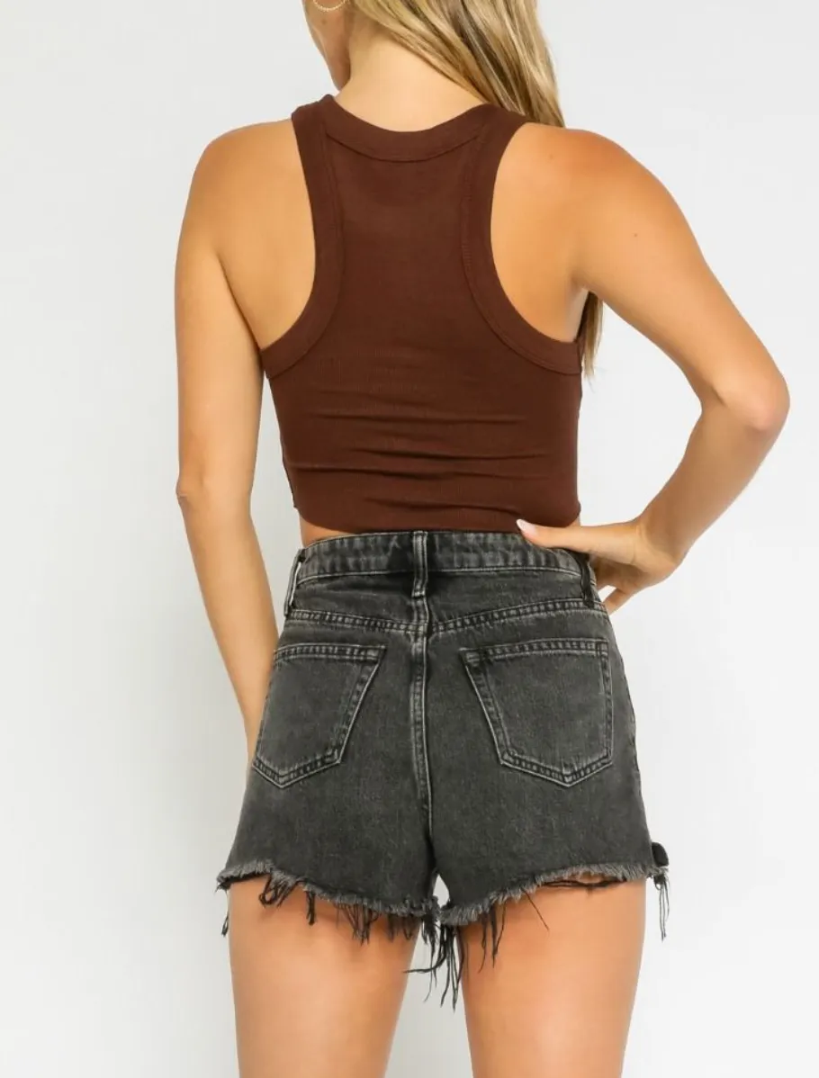 Rib Racerback Crop Tank Top