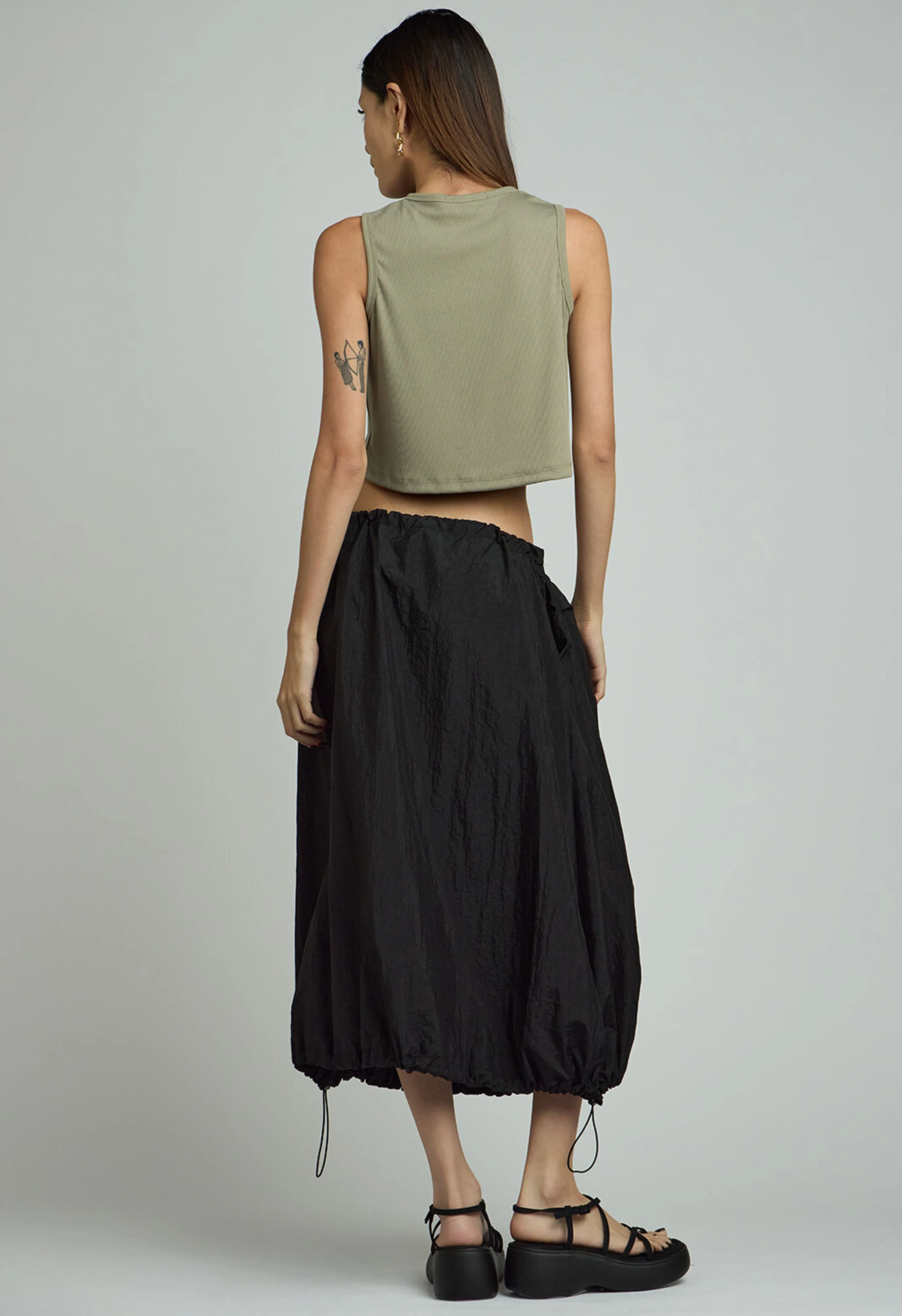 Ribbed Cropped Tank in Sage