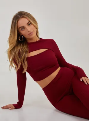 Ribbed Long Sleeve Letterbox Top
