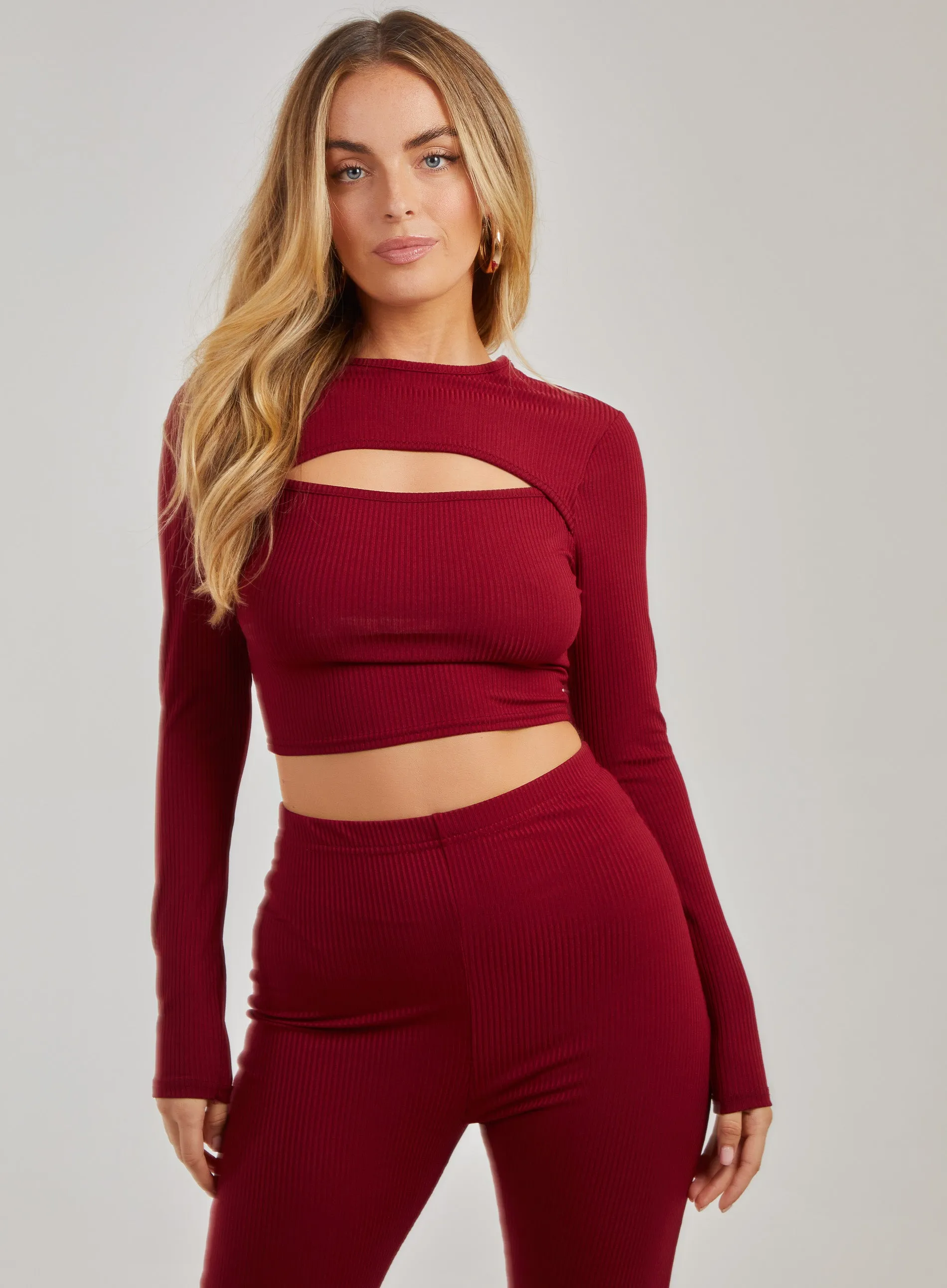 Ribbed Long Sleeve Letterbox Top