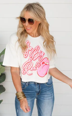 Rolling Stones Go Big Red Malibu Puff Ink Cropped Tee - Final Sale