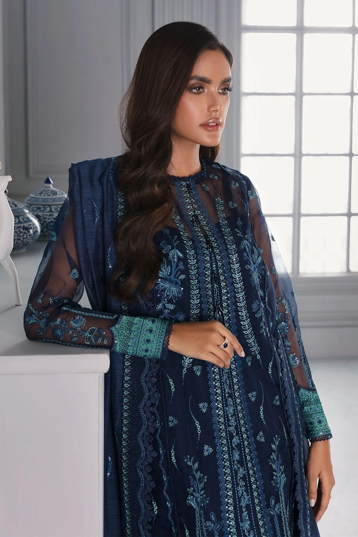 Royal Blue Heavily Embroidered Pakistani Salwar Kameez with Dupatta