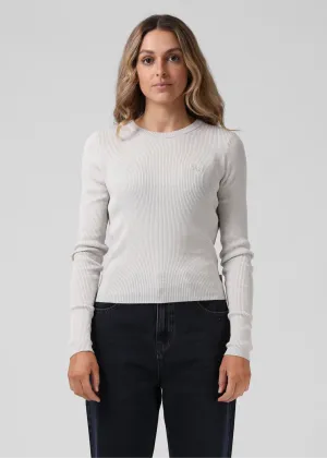 RPM Knitted Long Sleeve Top - Light Grey