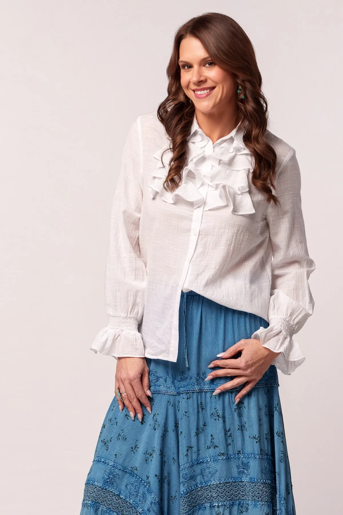 Ruffle my Feathers Button Down Blouse